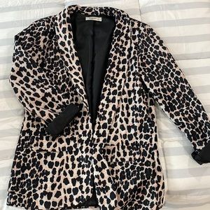 Angashion Black leopard blazer